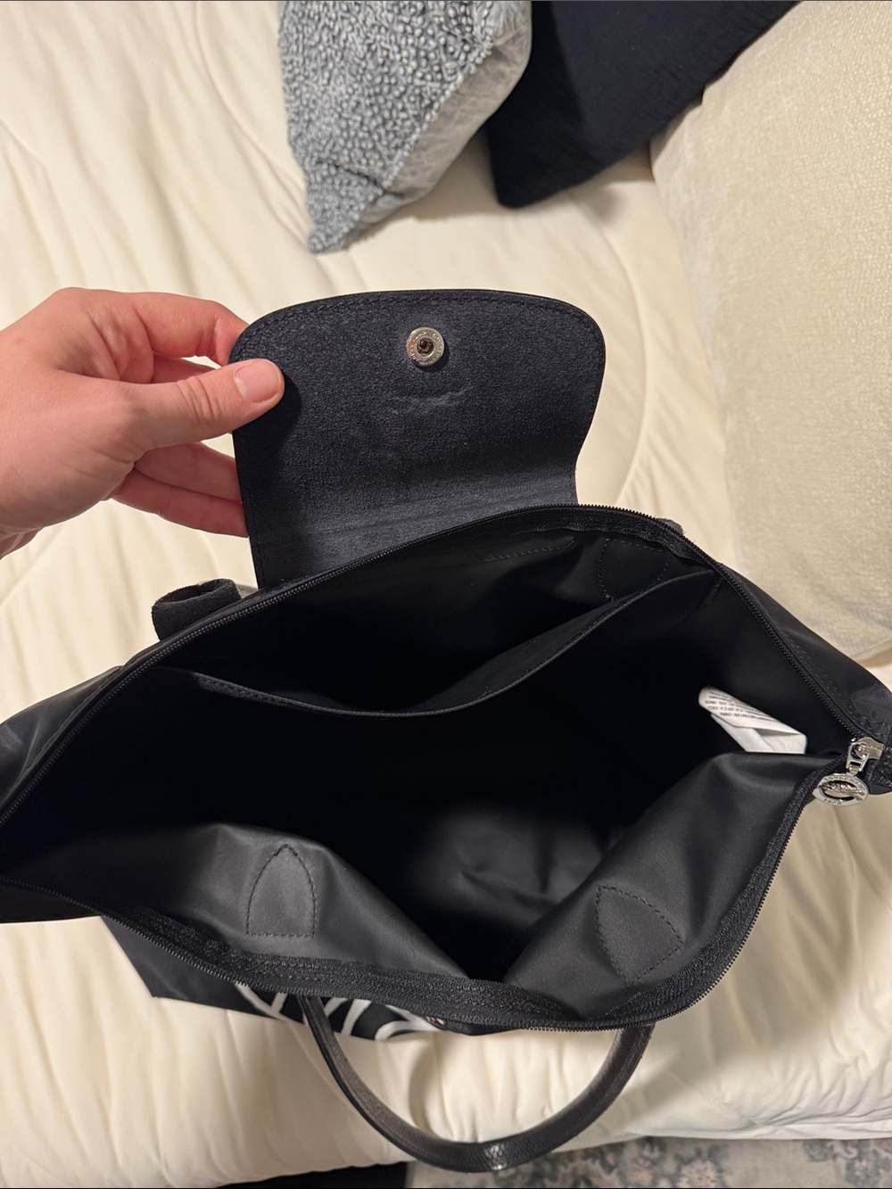 Longchamp Black Tote with White AMOUR Graphic - Picture 9 of 12